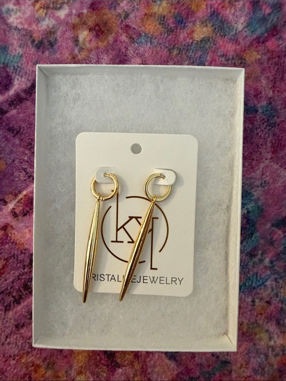 Kristalizejewelry gold-toned spike hoop drop earrings